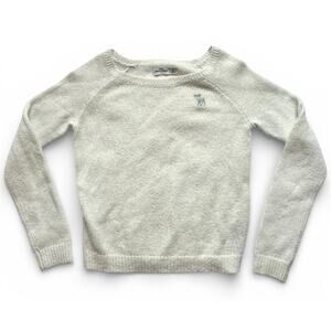 Abercrombie Kids Girls White Wool Blend Sweater Size Medium Moose logo